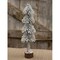 20" White Freestanding Heavy Snowy Pencil Tree with Wood Slice Base